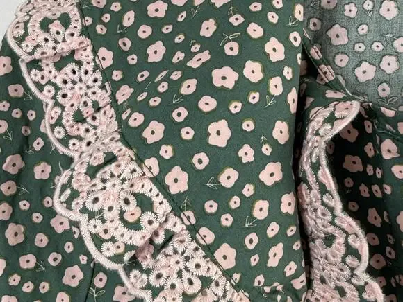 BODEN Green & Pink Floral Ruffle Statement Collar Long Sleeve Blouse - Size - 6 - Picture 9 of 10